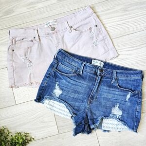 Bundle of 2 Mudd High-Rise Shortie Denim Distressed Shorts Junior 15 Women Large